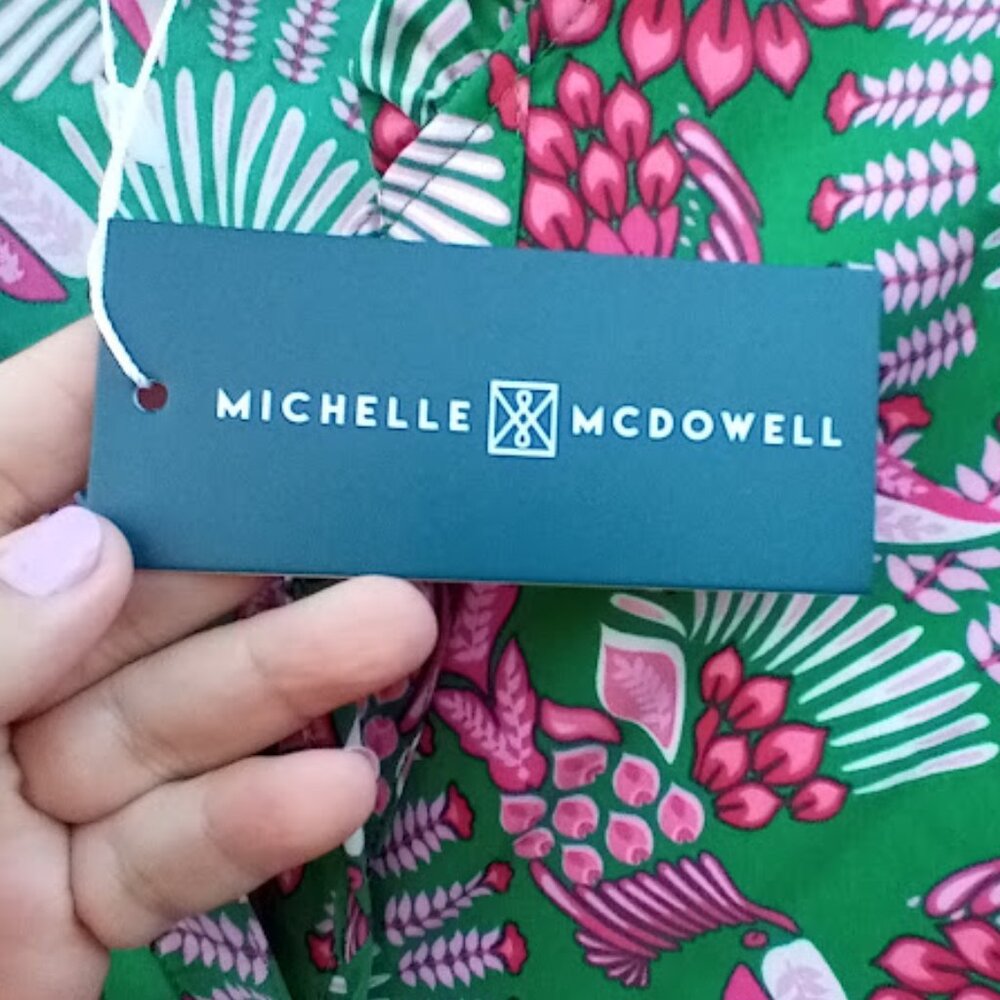 Michelle McDowell Toucan Tango Dress Women S Green Colored Tunic Poplin New - Picture 9 of 13